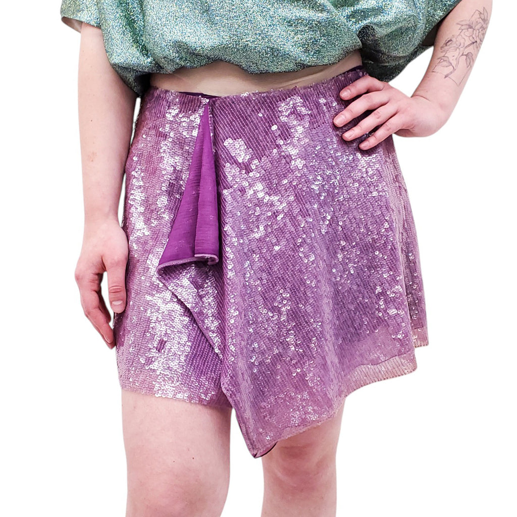 ALBERTA FERRETTI PURPLE SEQUIN SKIRT - SIZE 44