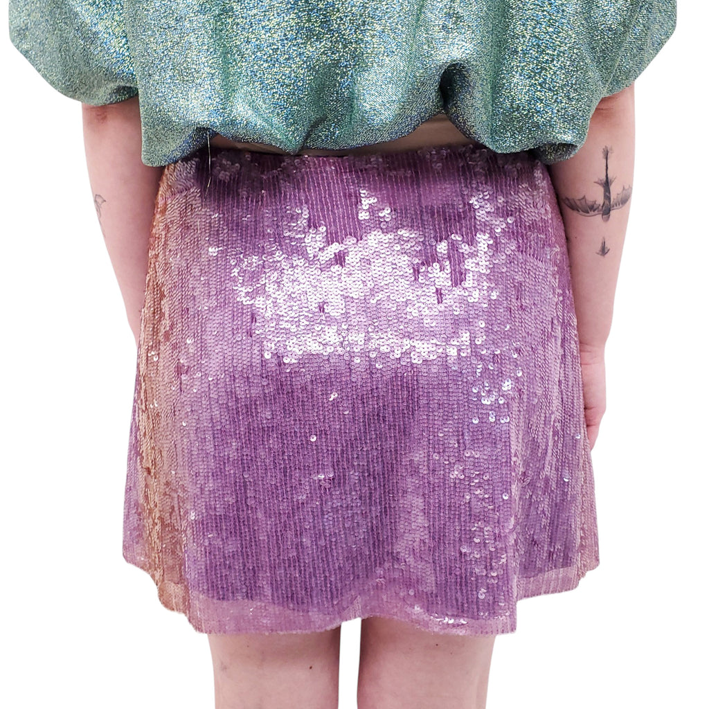 ALBERTA FERRETTI PURPLE SEQUIN SKIRT - SIZE 44
