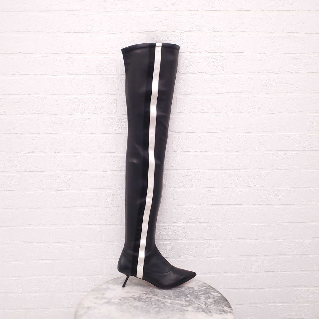 ALCHIMIA DI BALLIN LEATHER KNEE HIGH BOOTS WITH SATIN RIBBON DETAIL - SIZE 38