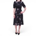 ALESSANDRA RICH BLACK AND WHITE FLORAL DRESS - SIZE 38