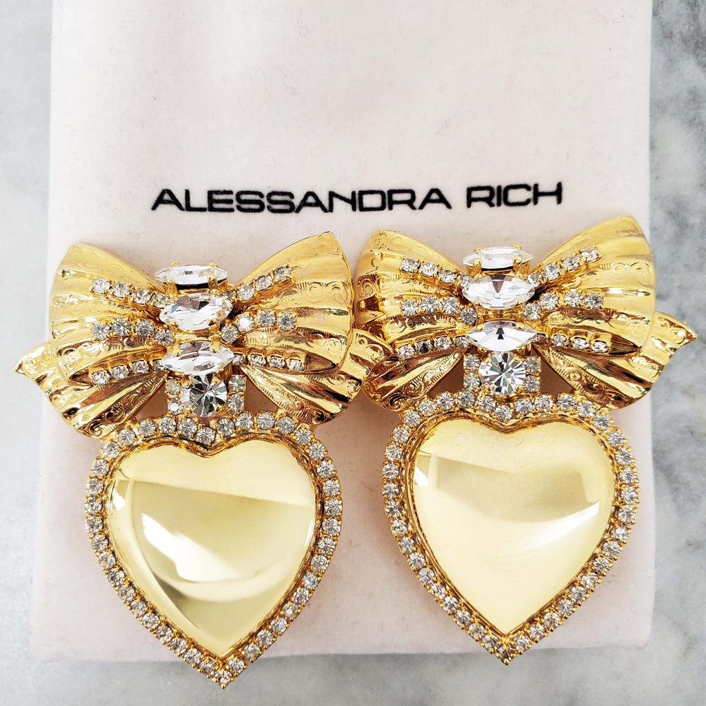 ALESSANDRA RICH HEART CRYSTAL EMBELLISHED CLIP ON EARRINGS