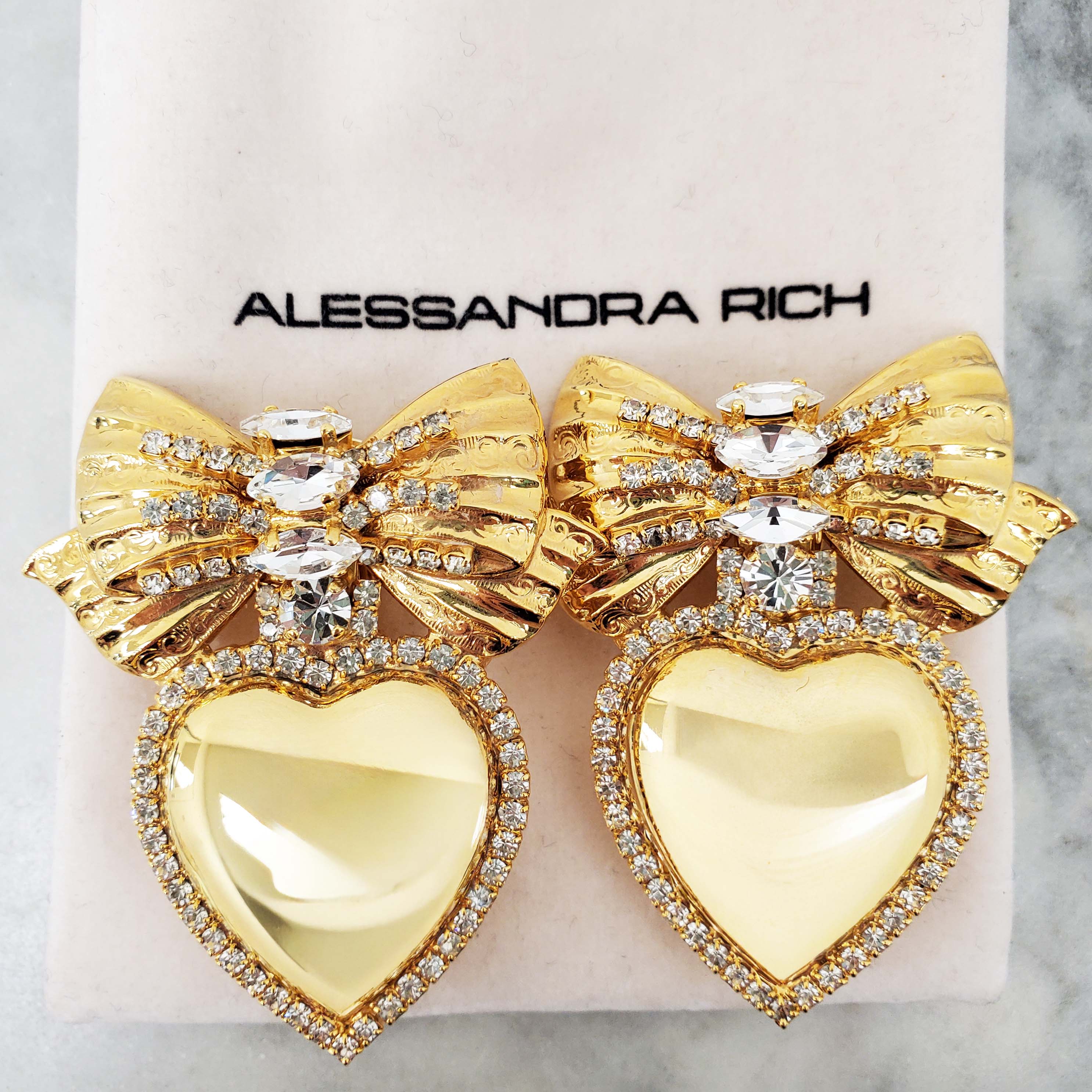 ALESSANDRA RICH HEART CRYSTAL EMBELLISHED CLIP ON EARRINGS
