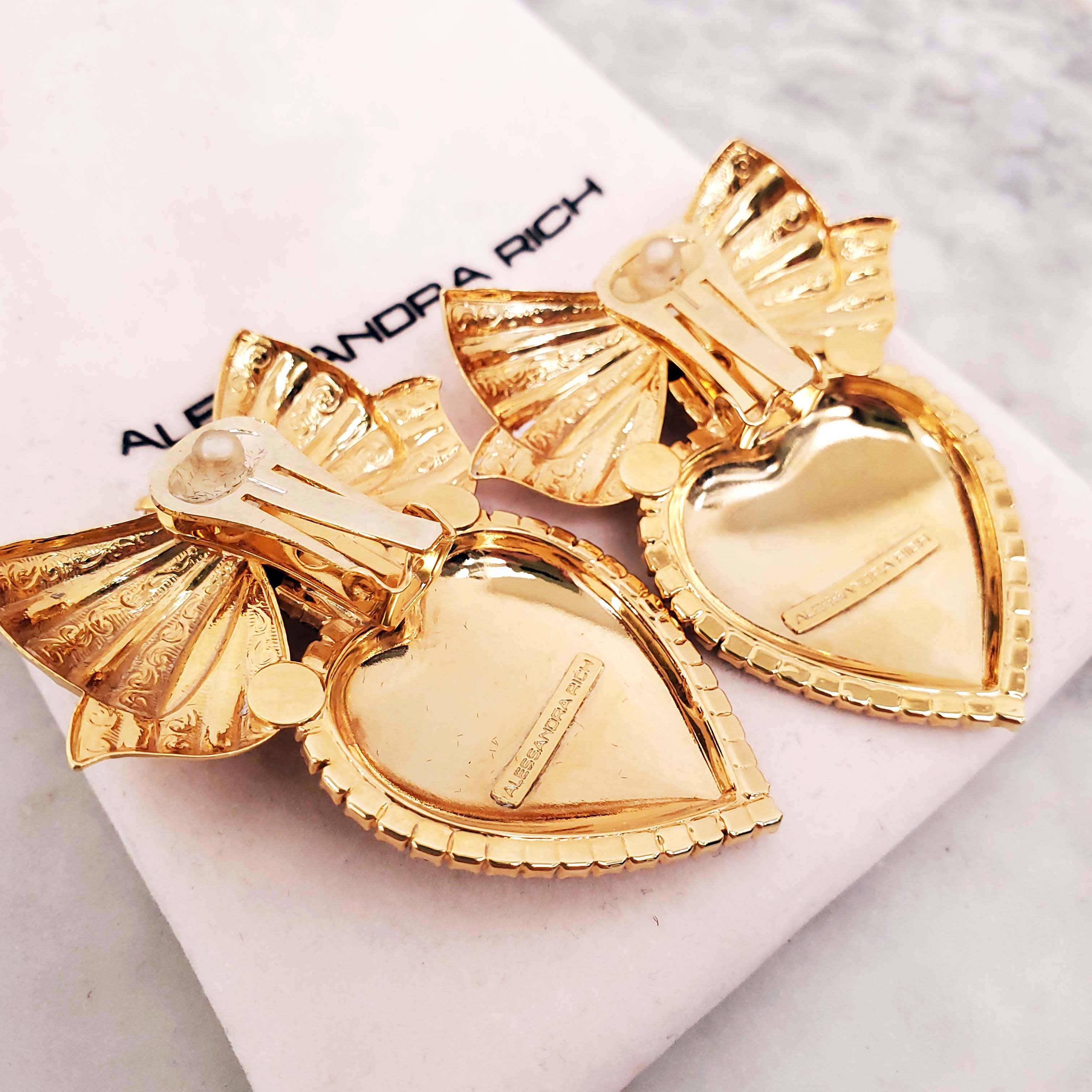 ALESSANDRA RICH HEART CRYSTAL EMBELLISHED CLIP ON EARRINGS