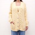 ALESSANDRA RICH YELLOW PEARL CARDIGAN SET - SIZE 38 TOP/36 SWEATER