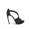 ALEXANDER MCQUEEN ARMADILLO DOUBLE ARCHED BLACK SUEDE HEELS - SIZE 38.5