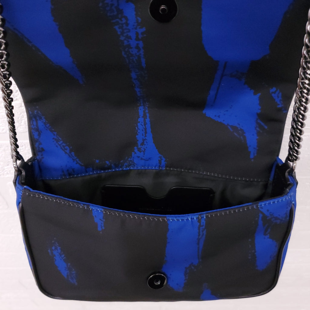ALEXANDER MCQUEEN BLACK AND BLUE NYLON CHAIN LINKED CROSSBODY BAG