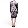 ALEXANDER MCQUEEN BLACK AND WHITE STRETCH DRESS - SIZE 44