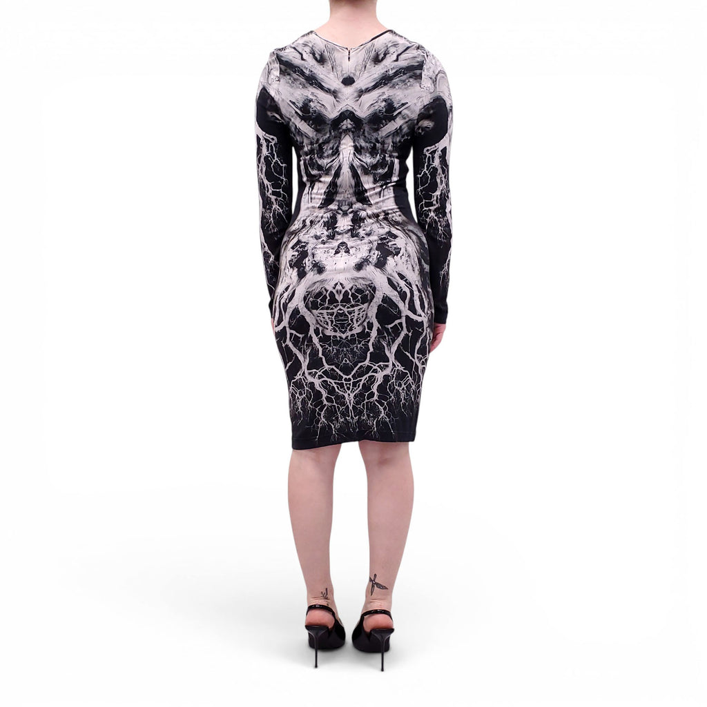 ALEXANDER MCQUEEN BLACK AND WHITE STRETCH DRESS - SIZE 44