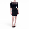 ALEXANDER MCQUEEN BLACK LACE OFF-THE-SHOULDER DRESS - SIZE XS
