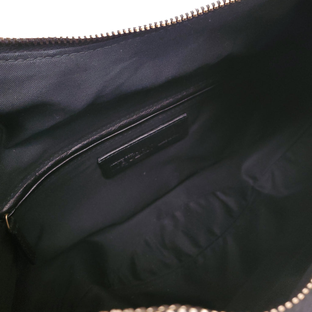 ALEXANDER MCQUEEN BLACK PRINTED SATIN CLUTCH