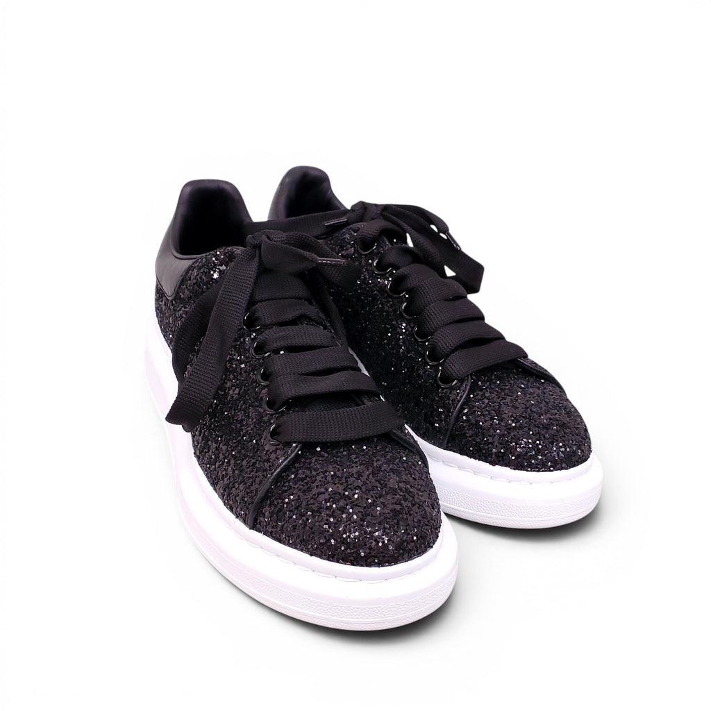 ALEXANDER MCQUEEN BLACK SPARKLY SNEAKERS - SIZE 38.5
