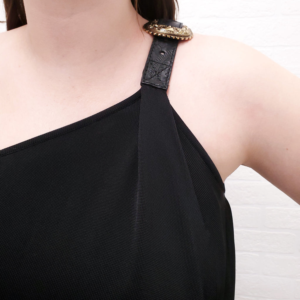 ALEXANDER MCQUEEN ONE SHOULDER WITH LEATHER BUCKLE - SIZE XS