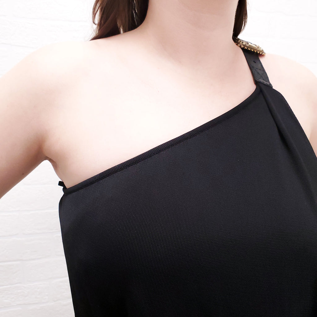 ALEXANDER MCQUEEN ONE SHOULDER WITH LEATHER BUCKLE - SIZE XS