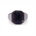 ALEXANDER MCQUEEN UNISEX SILVER AND BLACK SIGNET LOGO RING - SIZE 10