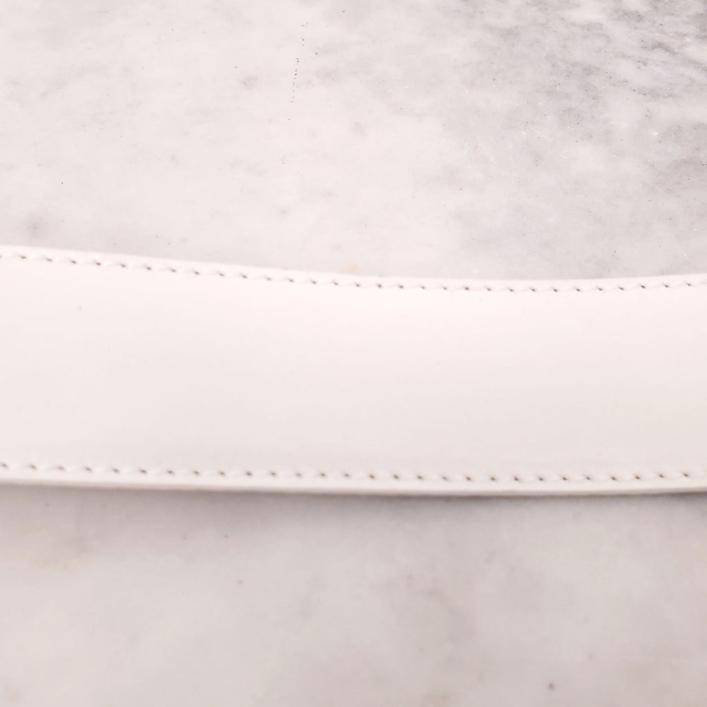 ALEXANDER MCQUEEN WHITE LEATHER BELT WITH SILVER DETAIL - SIZE 85