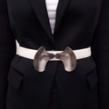 ALEXANDER MCQUEEN WHITE LEATHER BELT WITH SILVER DETAIL - SIZE 85