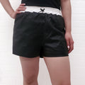 ALEXANDERWANG.T BLACK AND WHITE LEATHER SHORTS - SIZE 6