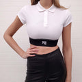 ALEXANDERWANG.T WHITE CROPPED POLO WITH LOGO - SIZE XS