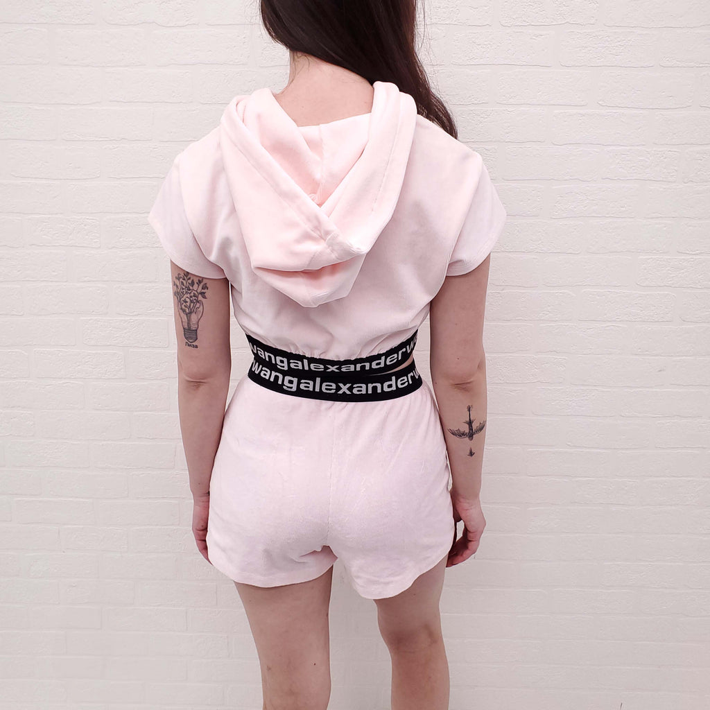 ALEXANDER WANG 2-PIECE PINK VELOUR SHORT SET - SIZE S