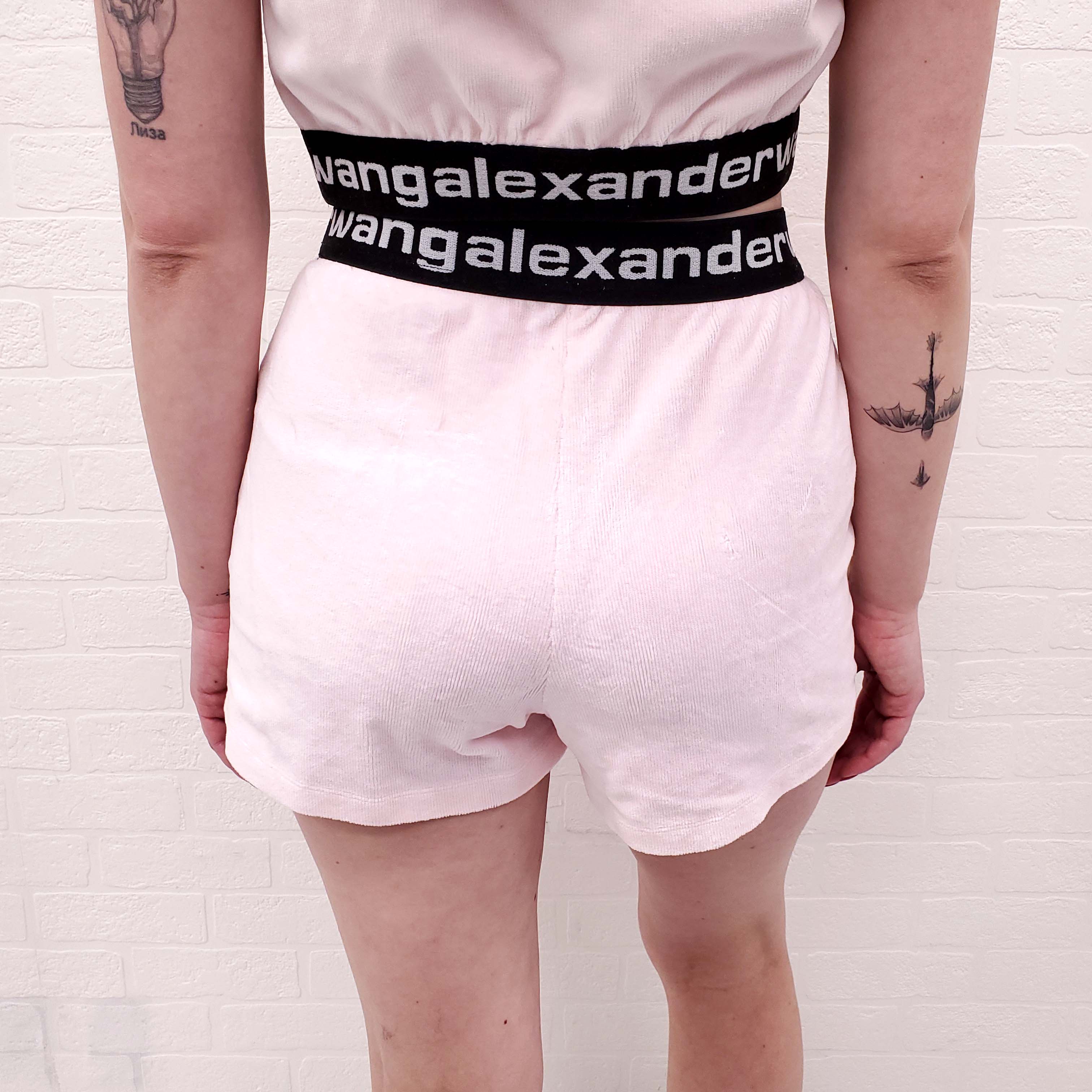ALEXANDER WANG 2-PIECE PINK VELOUR SHORT SET - SIZE S
