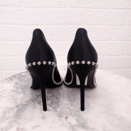 ALEXANDER WANG BLACK HEELS WITH CRYSTAL BALLS - SIZE 41