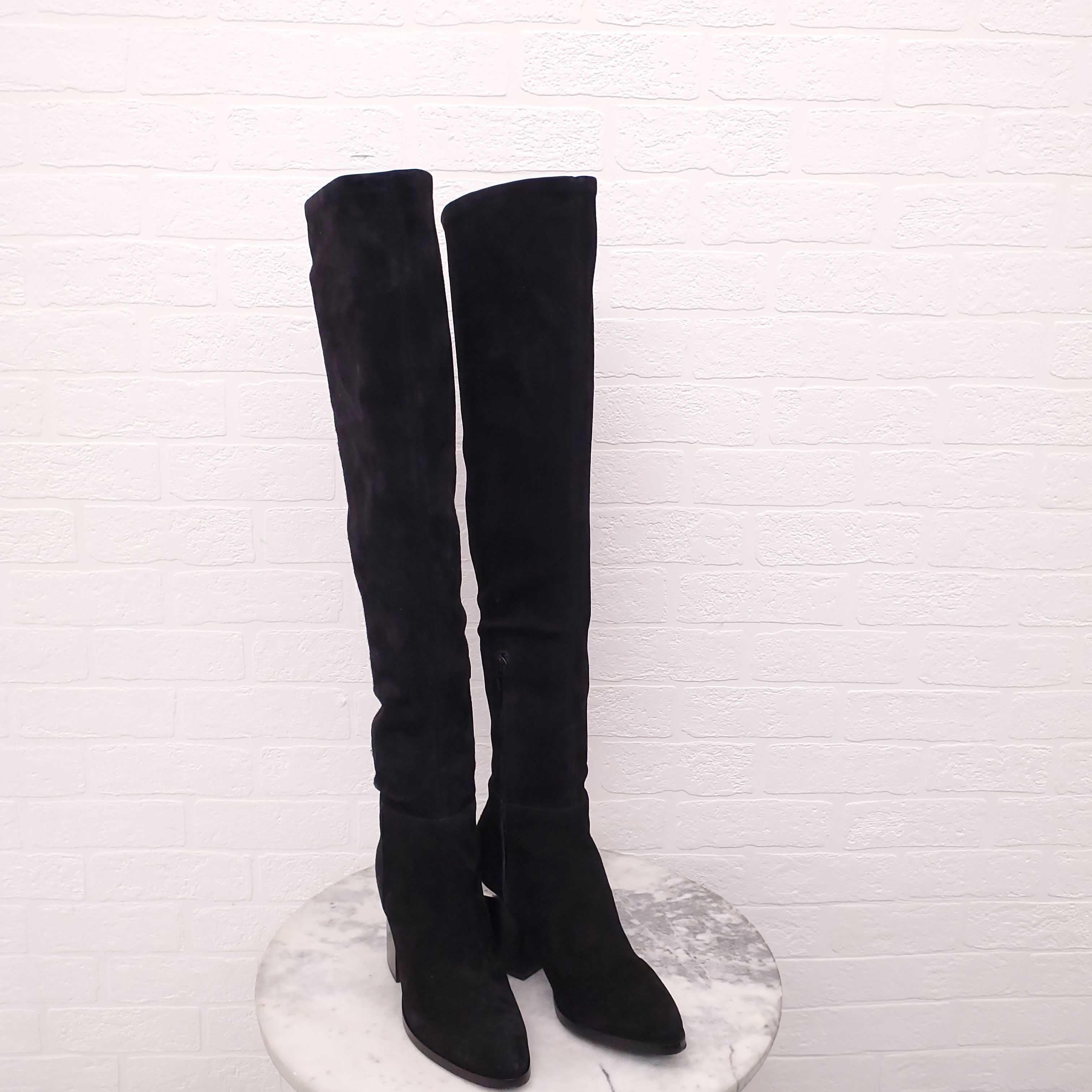 ALEXANDER WANG BLACK SUEDE KNEE HIGH BOOTS - SIZE 38