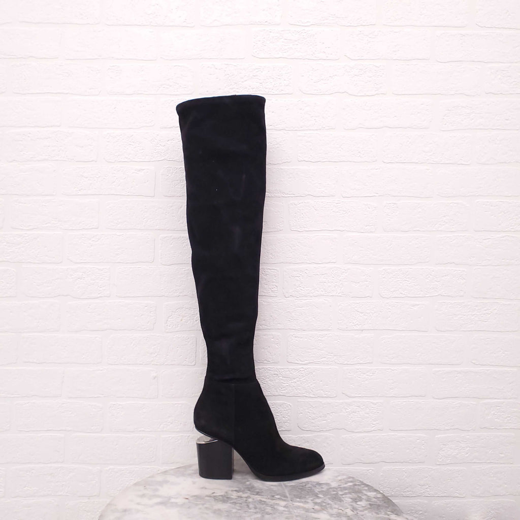 ALEXANDER WANG BLACK SUEDE KNEE HIGH BOOTS - SIZE 38
