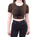 ALEXANDERWANG LEOPARD VELOUR CROPPED TOP WITH LOGO - SIZE XS