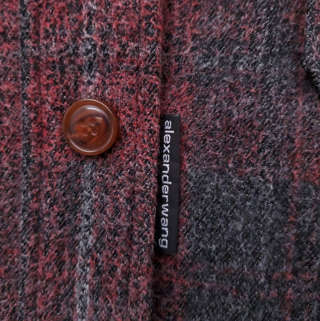 ALEXANDER WANG OVERSIZED WESTERN RED PLAID JACKET - SIZE S