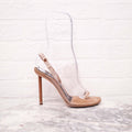ALEXANDER WANG TAUPE SUEDE PVC HEELS - SIZE 36.5
