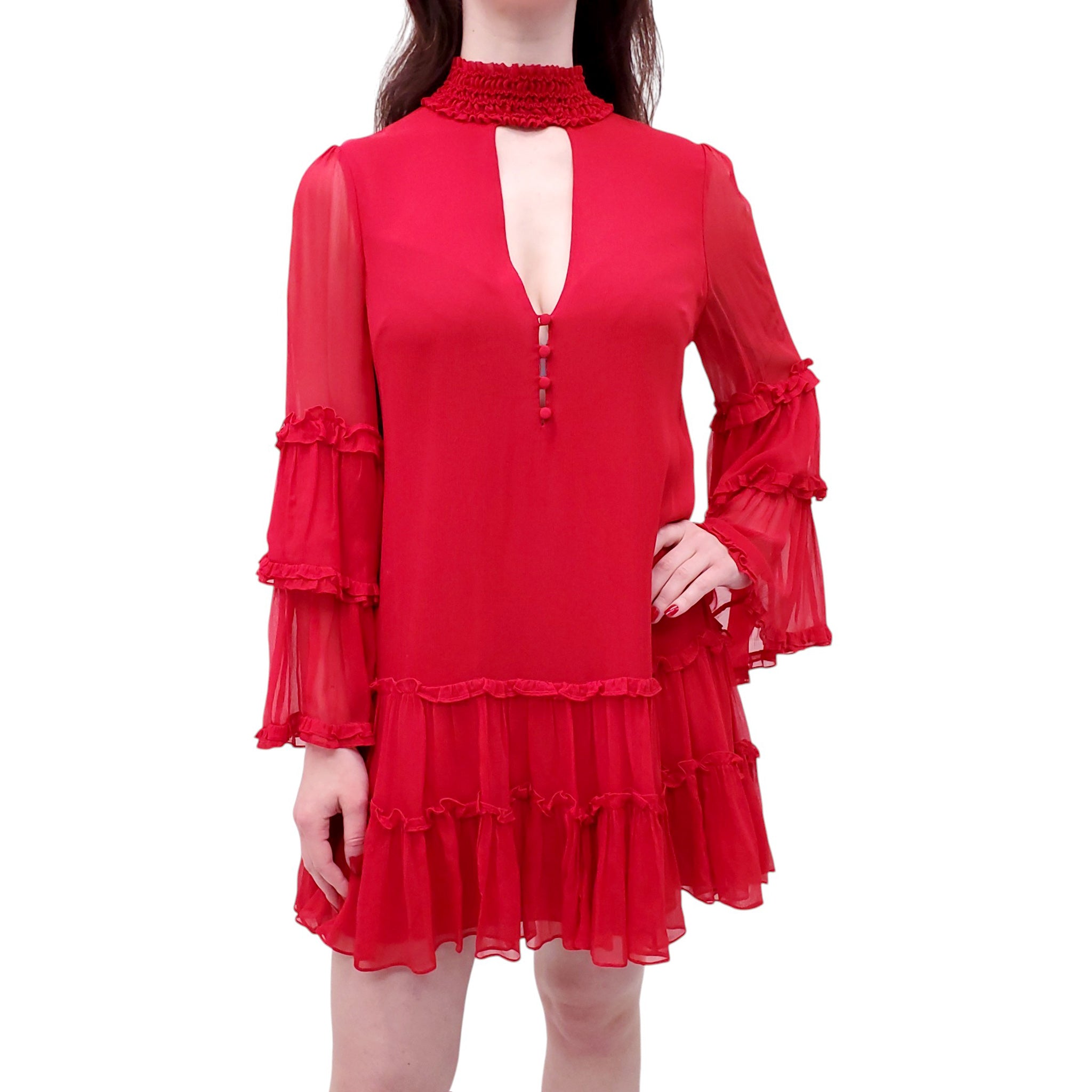 ALEXIS RED BABYDOLL DRESS - SIZE M
