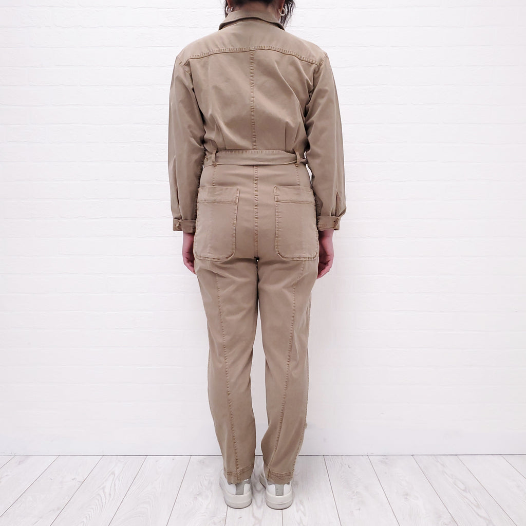 ALEX MILL KHAKI JUMPSUIT WITH BELT - SIZE S