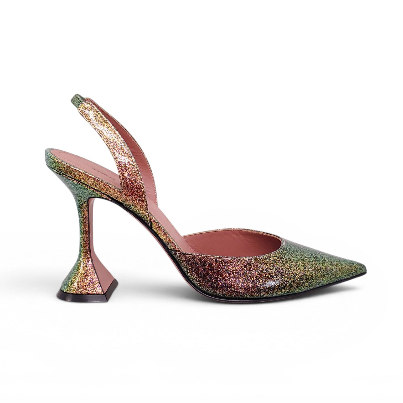 AMINA MUADDI GLITTER HOLLI HEELS - SIZE 37.5