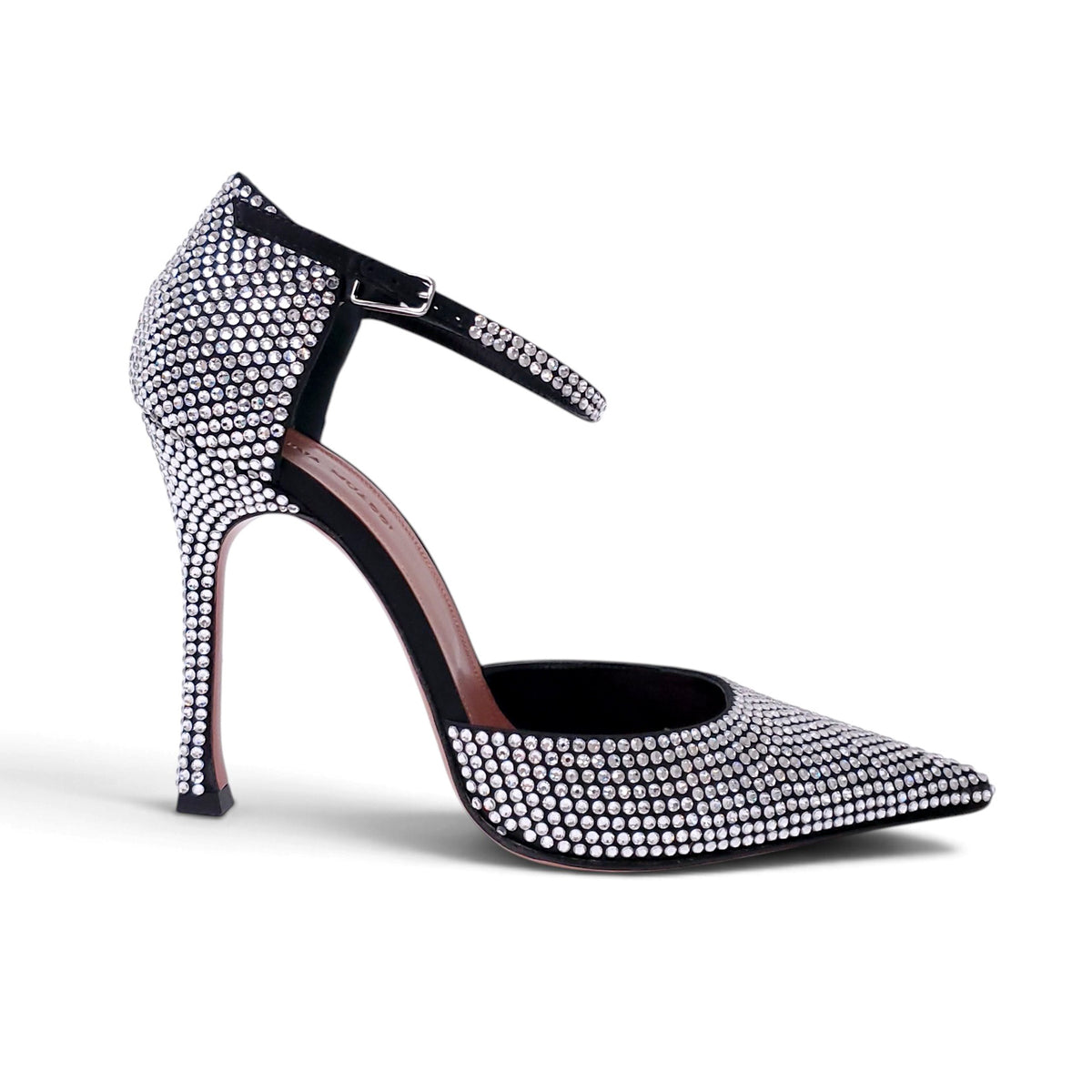 AMINA MUADDI SILVER CRYSTAL EMBELLISHED PUMP - SIZE 38