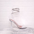 AMINA MUADDI SILVER WRAP AROUND HEELS - SIZE 38