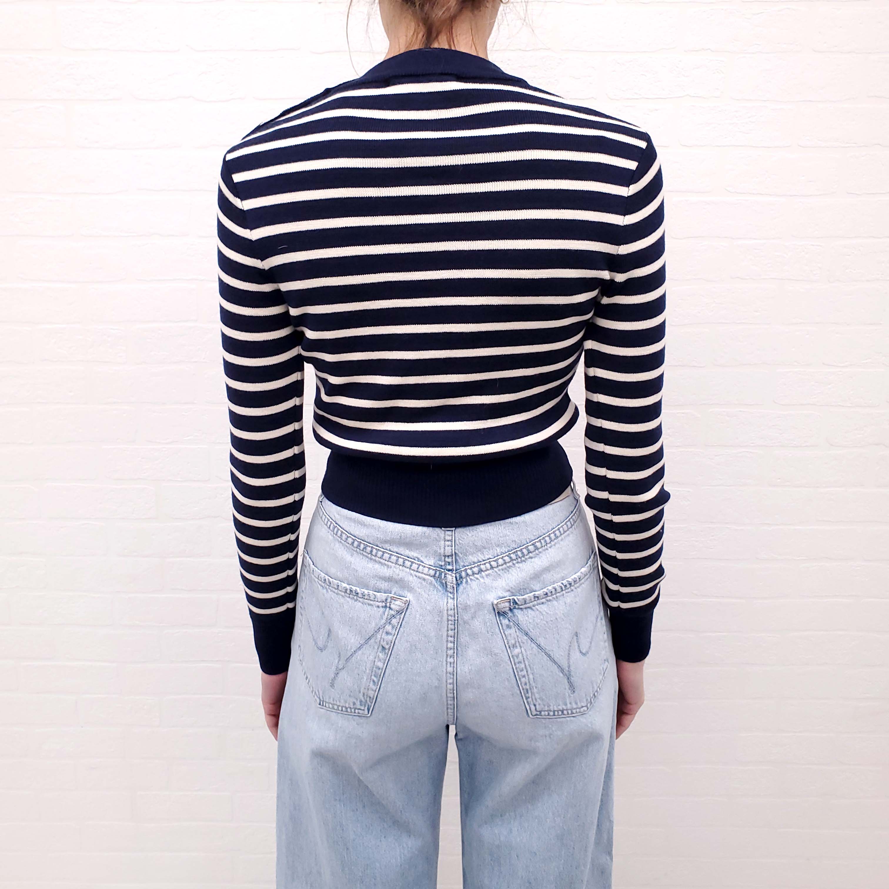AMI PARIS NAVY STRIPED SWEATER - SIZE S