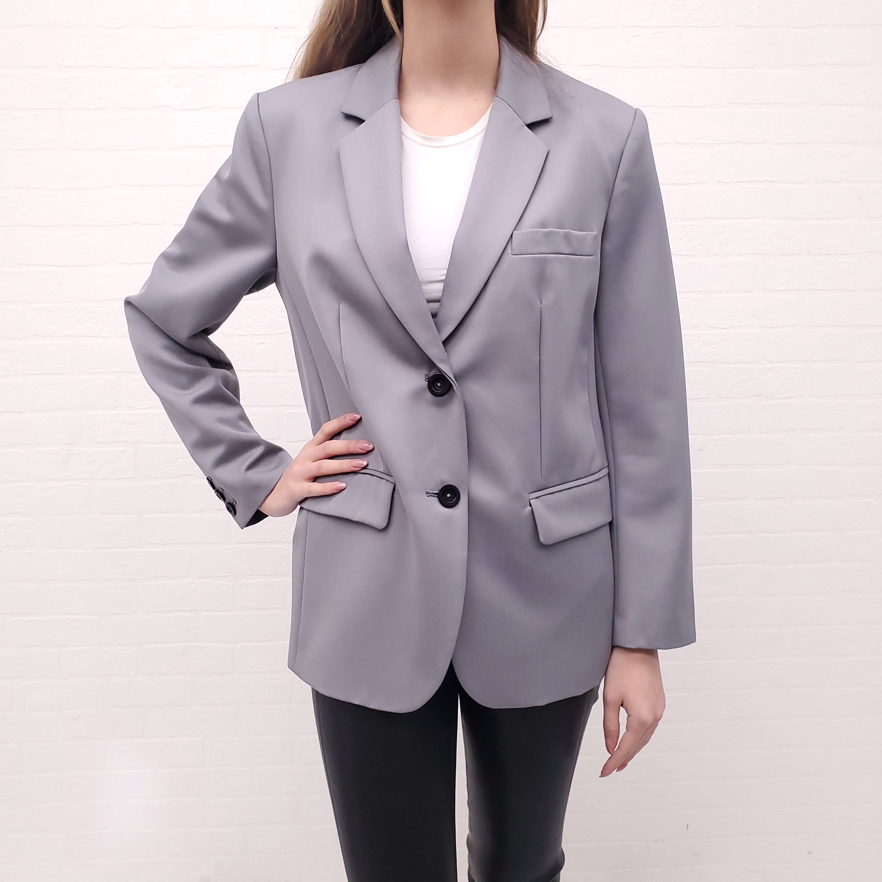 ANINE BING GREY OVERSIZED BLAZER - SIZE S