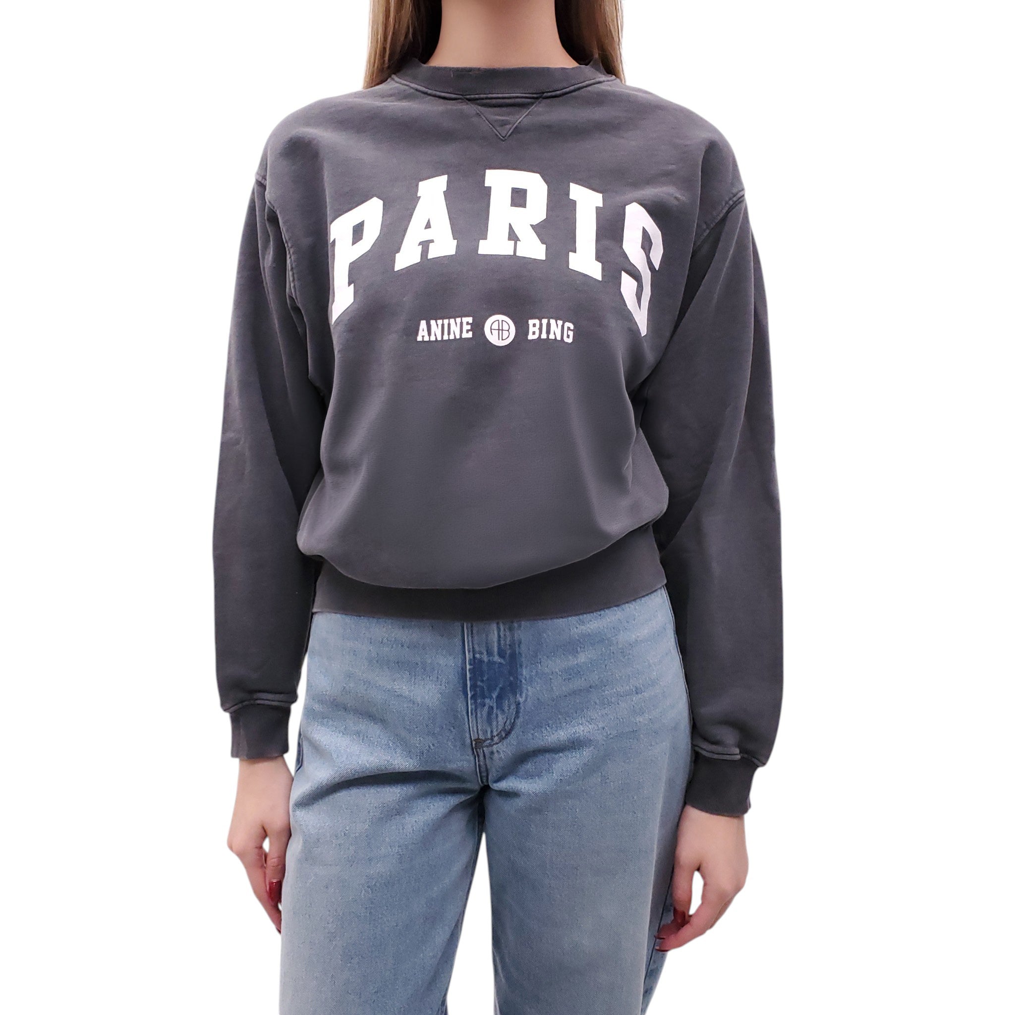 ANINE BING GREY PARIS SWEATSHIRT - SIZE S