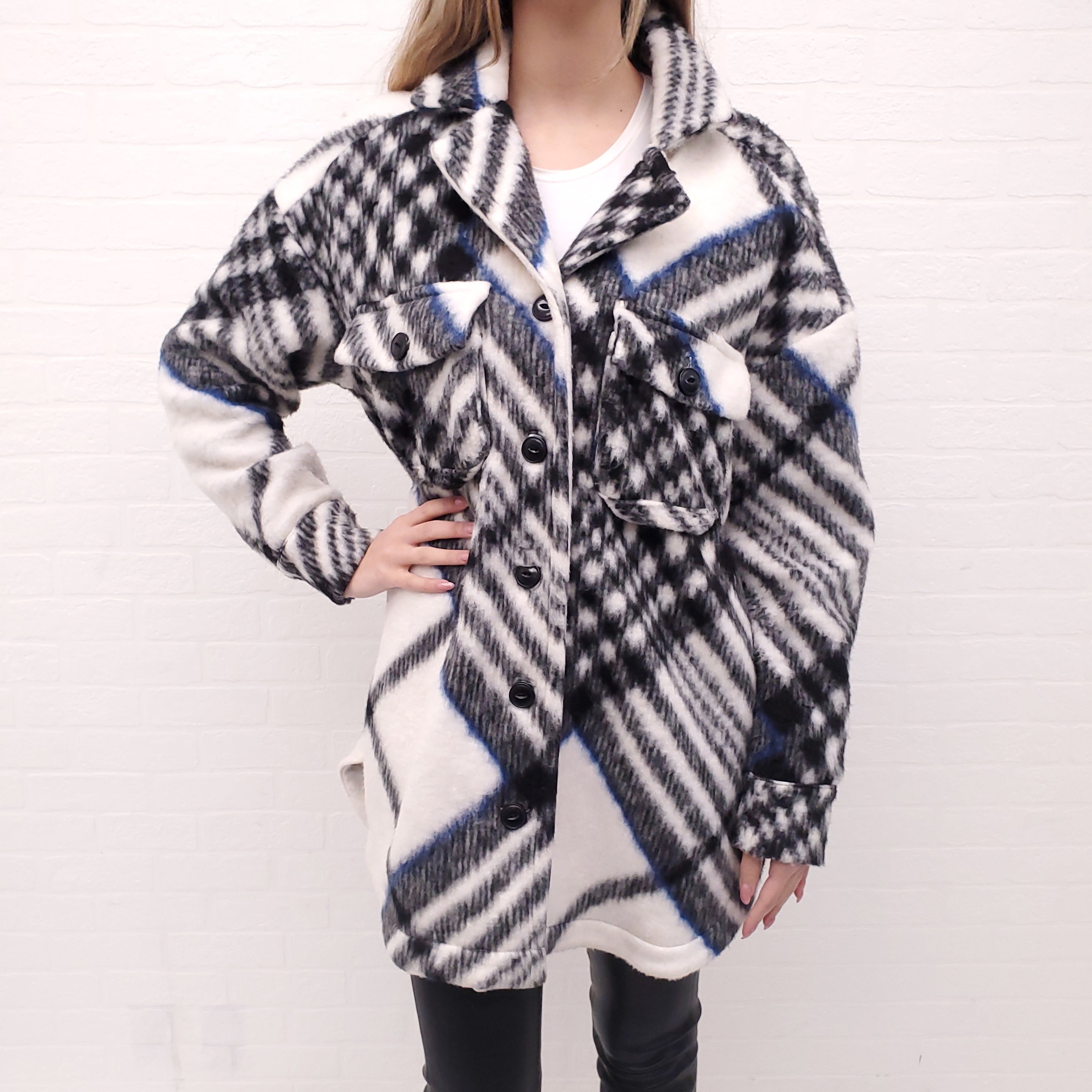 ANINE BING PLAID SHACKET - SIZE S (OVERSIZED)