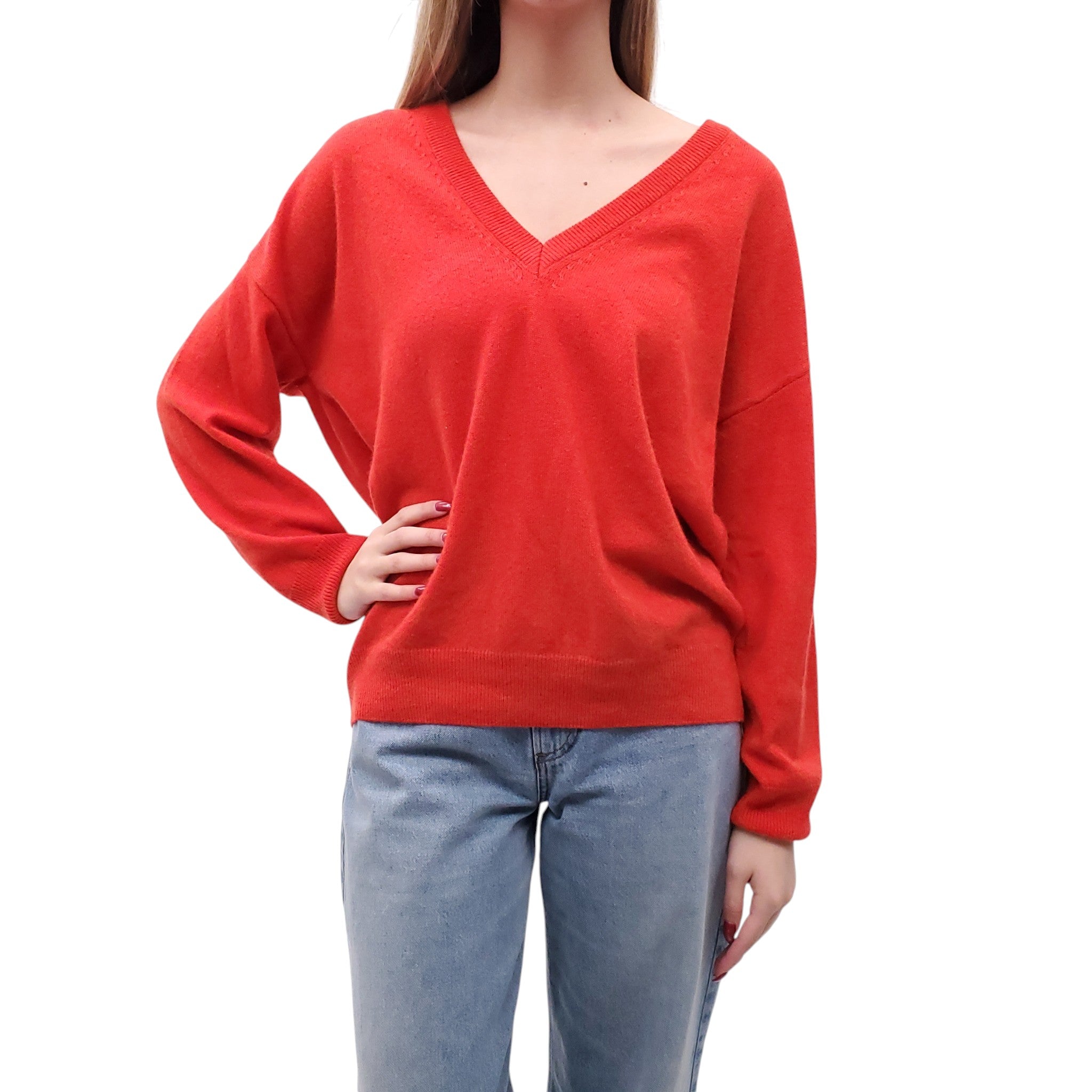 ANINE BING RED CASHMERE SWEATER - SIZE S