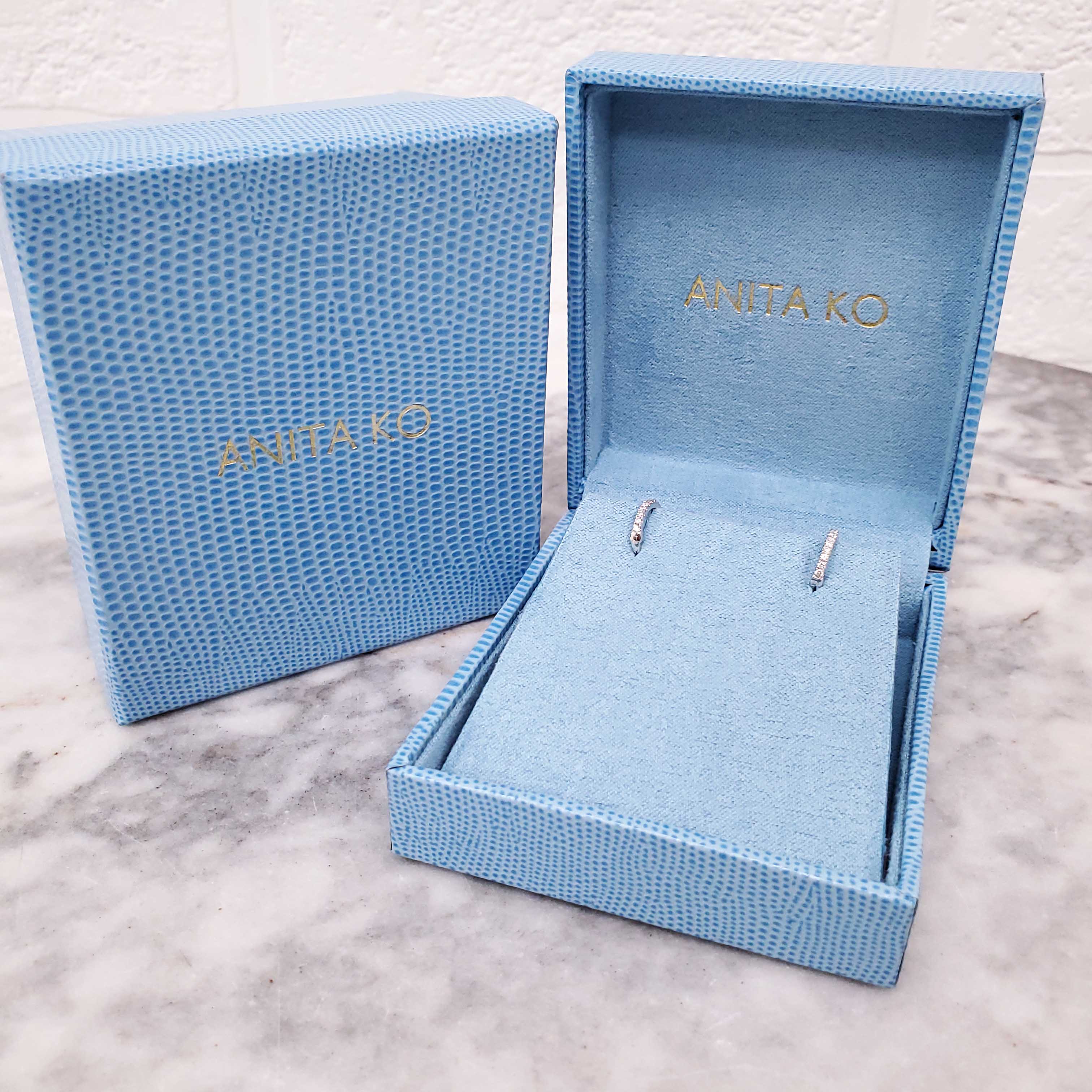 ANITA KO 18K WHITE GOLD HUGGIE HOOP EARRINGS WITH DIAMONDS