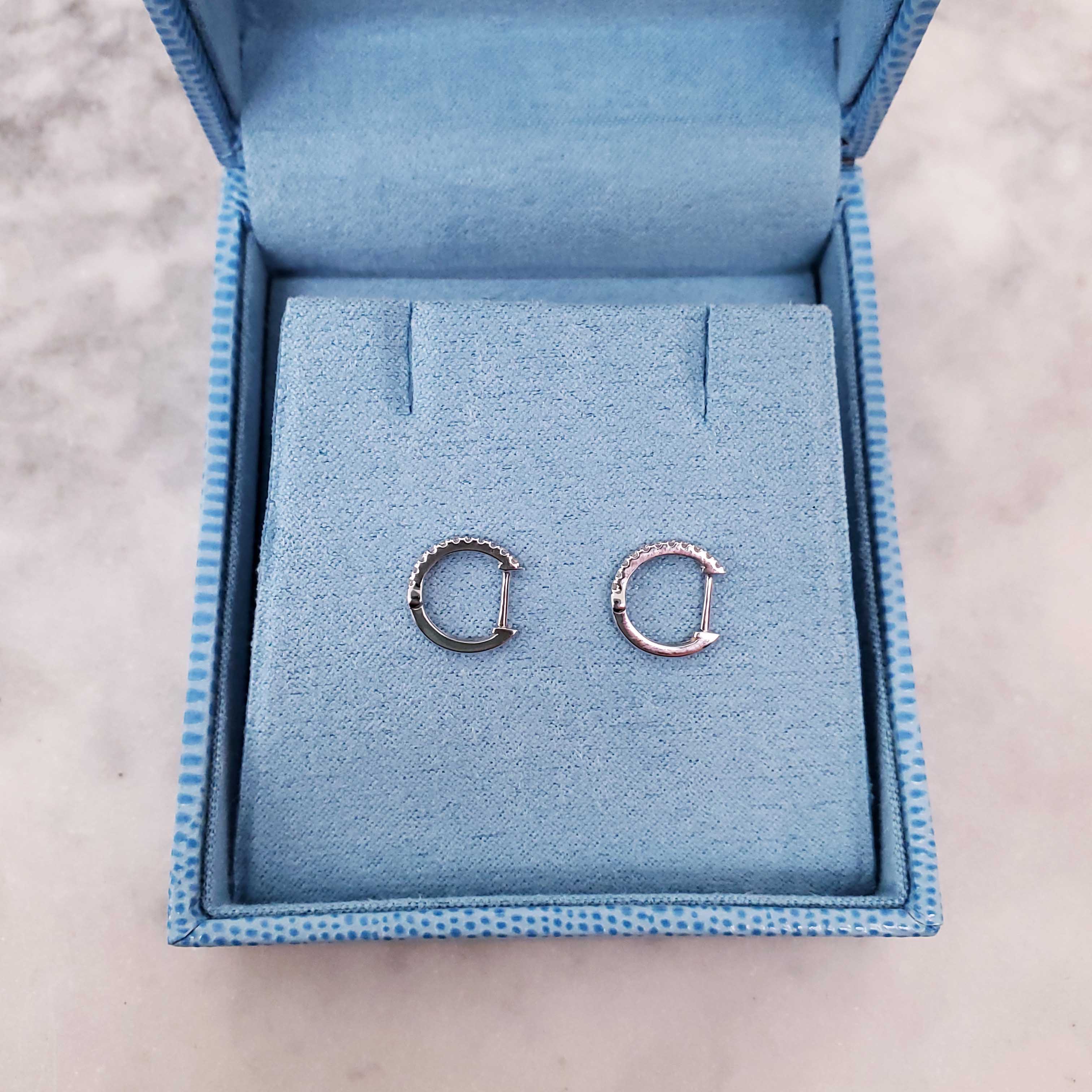 ANITA KO 18K WHITE GOLD HUGGIE HOOP EARRINGS WITH DIAMONDS