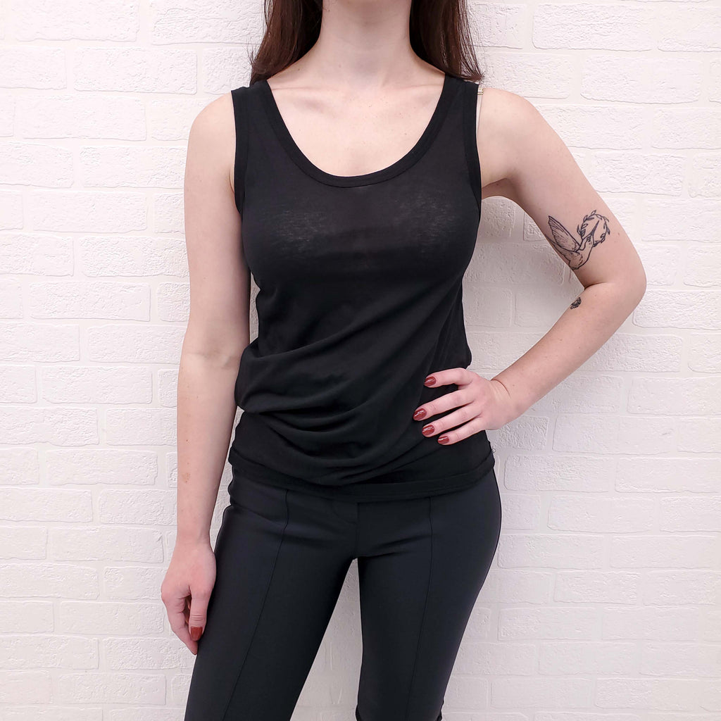 ANN DEMEULEMEESTER BLACK SLEEVELESS TOP - SIZE 36