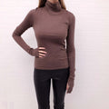 ANN DEMEULEMEESTER BROWN TURTLENECK TOP - SIZE 36
