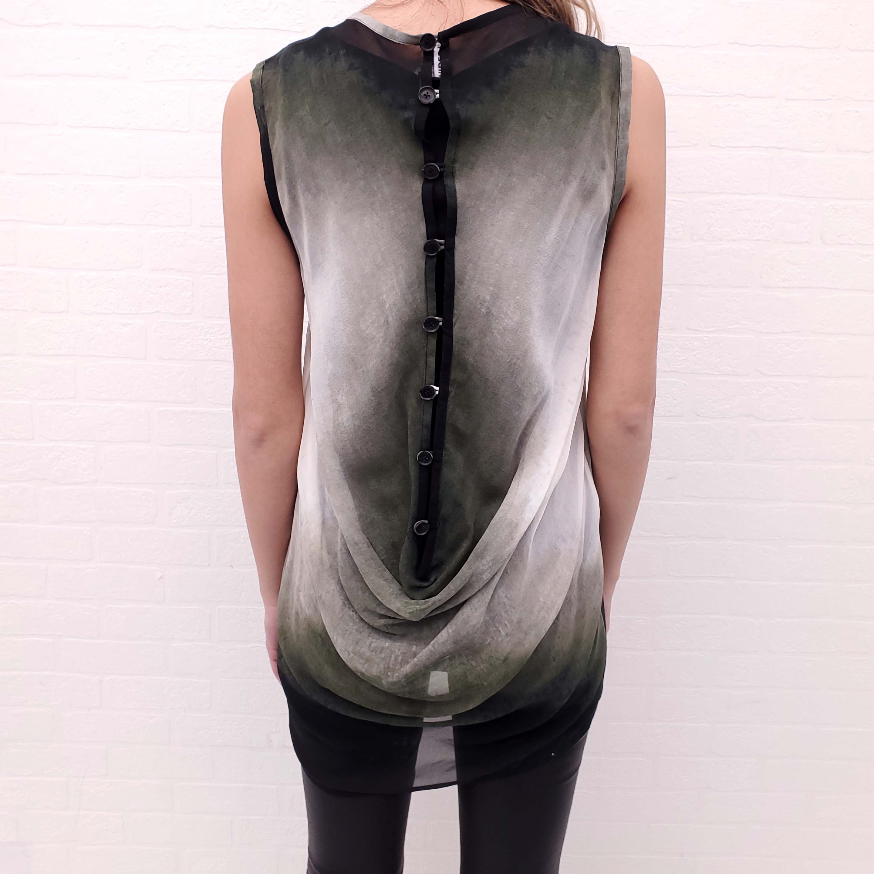 ANN DEMEULEMEESTER TIE DYE SLEEVELESS SHEER TOP - SIZE 36
