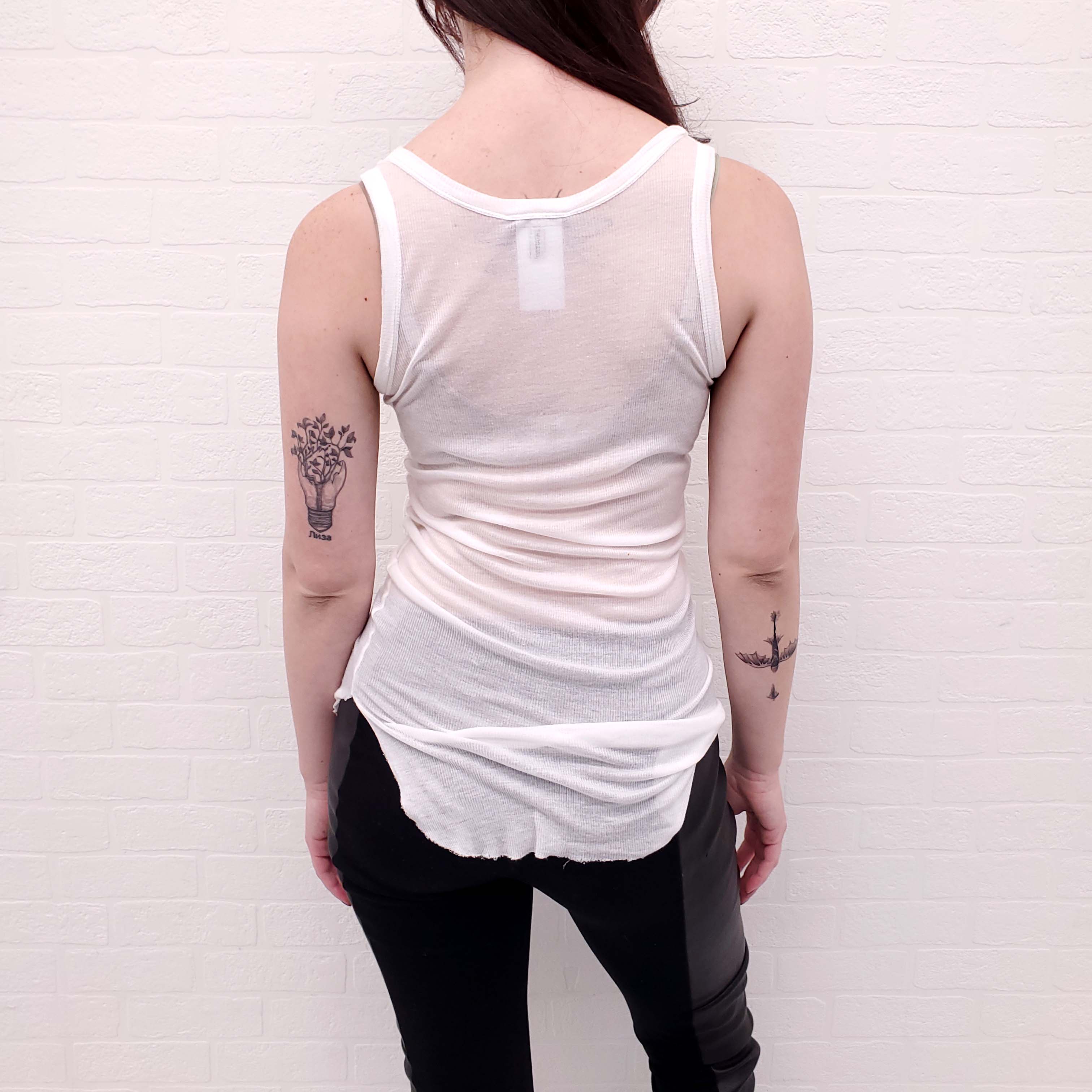 ANN DEMEULEMEESTER WHITE GRAPHIC SLEEVELESS TOP - SIZE 34