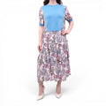 ANTONIO MARRAS FLORAL DRESS WITH BLUE KNIT DETAIL - SIZE M