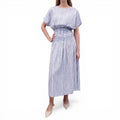 APIECE APART BLUE AND WHITE LONG DRESS WITH CINCHED WAIST - SIZE S