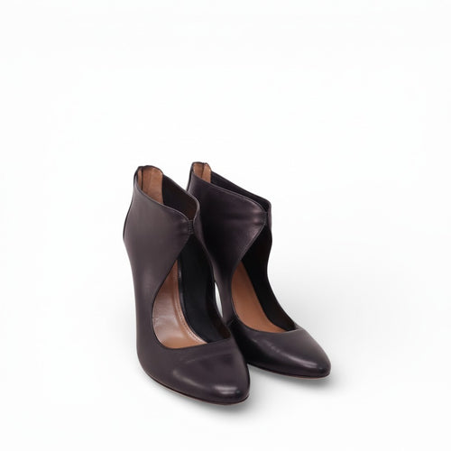 AQUAZZURA BLACK LEATHER CUTOUT BOOTIES - SIZE 40
