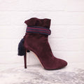 AQUAZZURA BURGUNDY SUEDE BOOTIES - SIZE 36.5